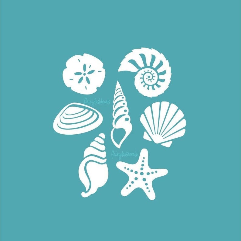 Seashell Wall Decals Beach Decor Vinyl Stickers Beach Sea Etsy