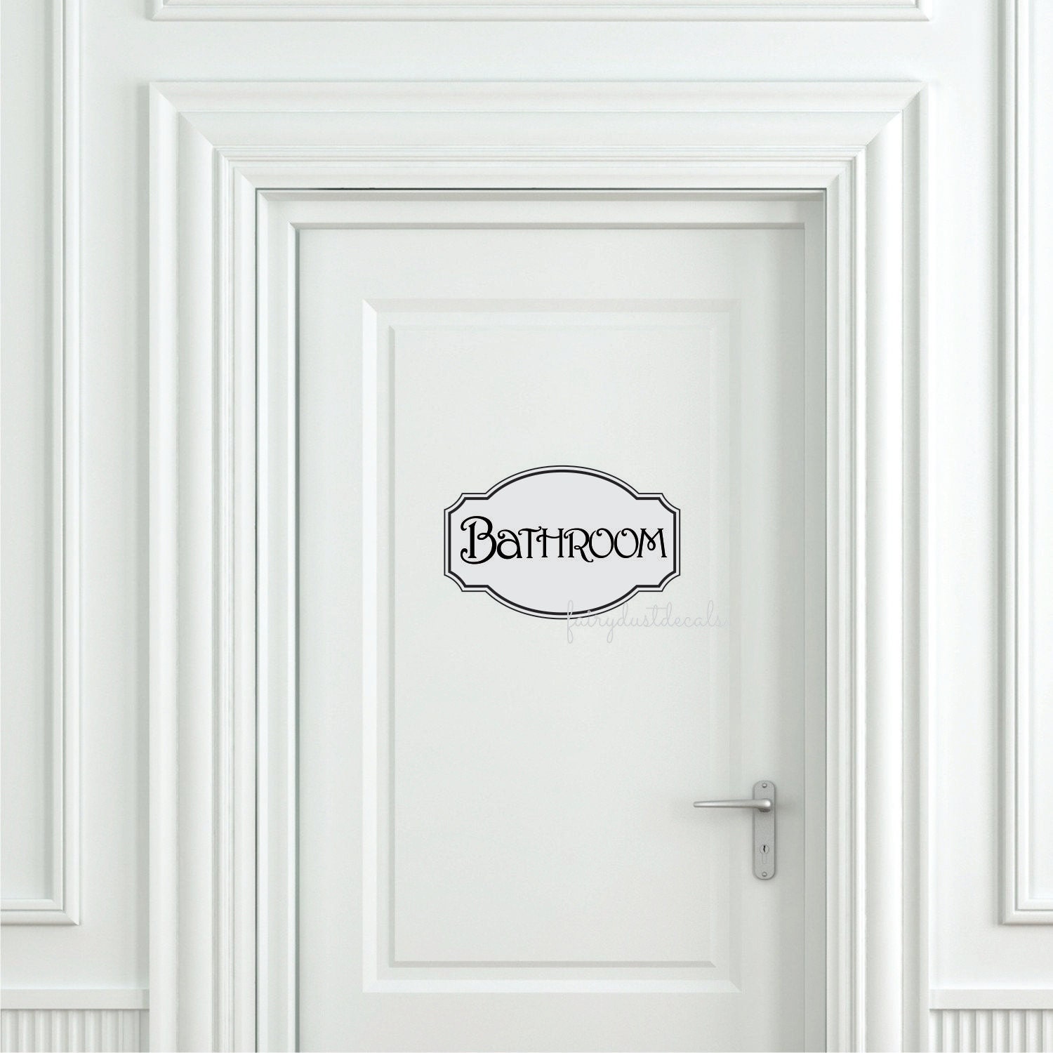 Bathroom door decal vinyl letters powder room decals fancy