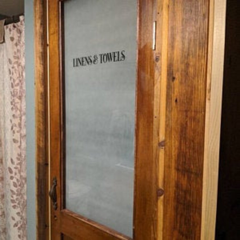 Linens and Towels Decal bathroom closet door sign sticker Etsy