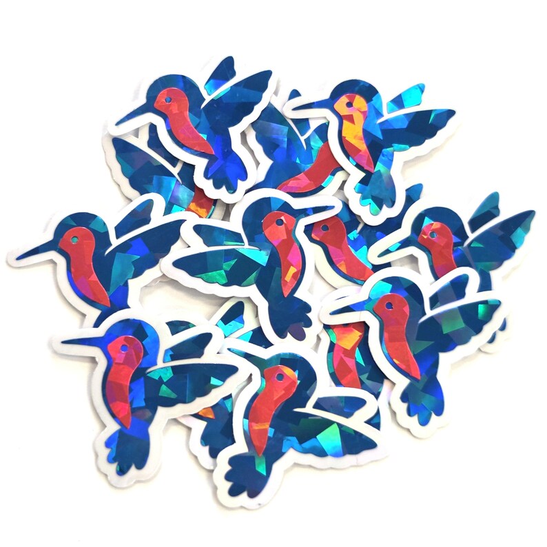 Blue Hummingbirds Mini Sticker Set, Sparkly Vinyl Birds for Crafts ...