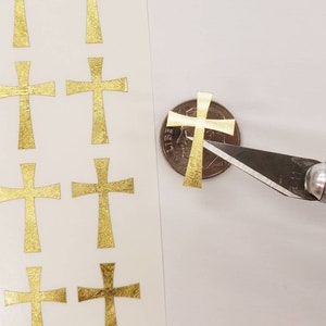 Christian Cross Stickers, gold metallic cross vinyl decals, small cross stickers for envelopes, bible study, church group, gold crosses image 3