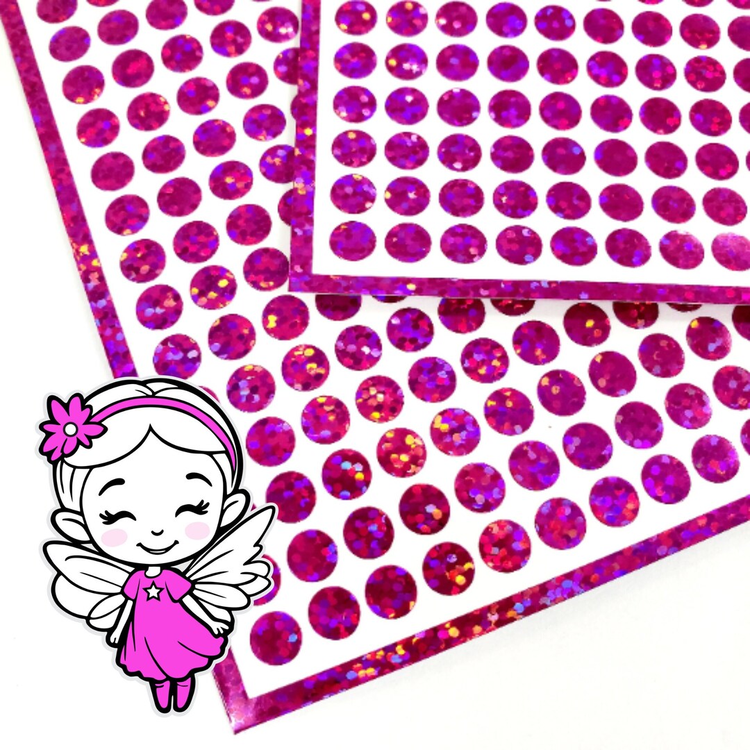 Hot Pink Dot Glitter Stickers, Set of 368 Small Hot Pink Glitter Dot ...