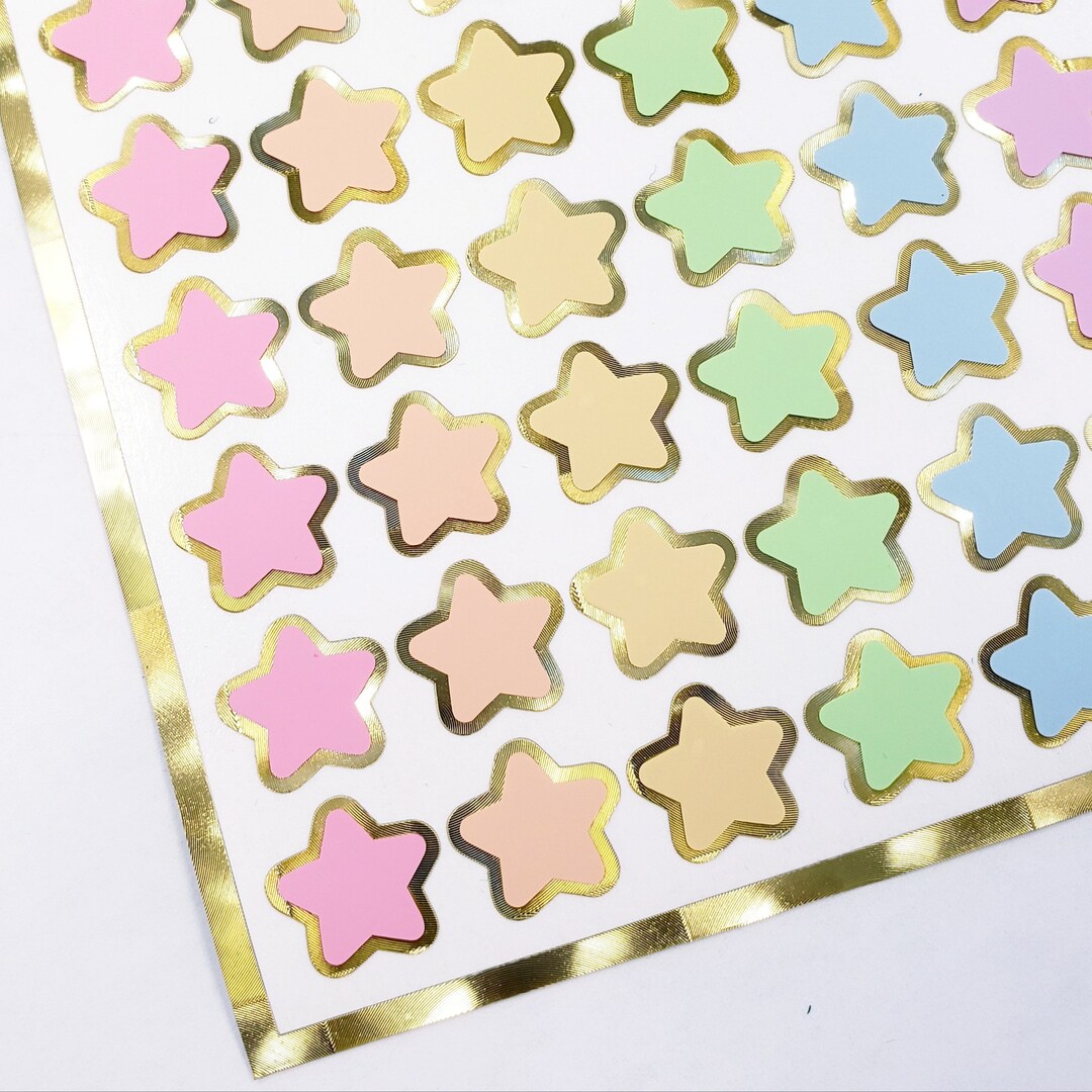 Pastel Rainbow Star Stickers, Set of 70 Small Soft Colored Kawaii Stars ...
