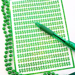 Dollar Sign Money Stickers for household budgets, financial planning, notebooks and journals. Set of 350 extra small dollar stickers pay day