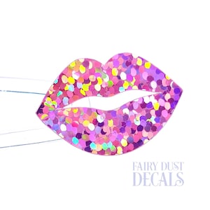 Sparkly Pink Vinyl Lips - Set of 50 or 100 Small Kiss Stickers