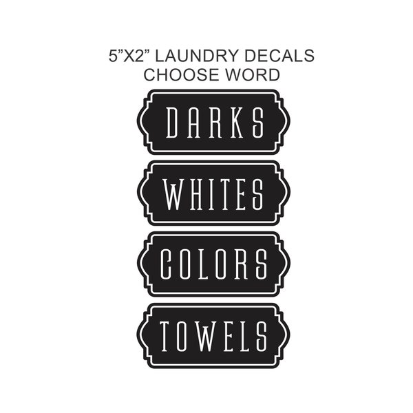 Home Organization Decal, Laundry Hamper Decal Sticker, choose word, 5x2 inches, one decal per order, choose word, storage labels