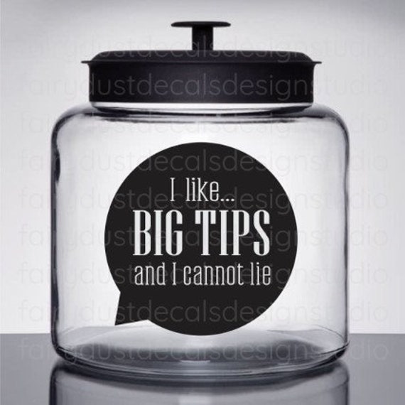 Tip Money Jar Decal Glass Canister Label waitress bartender Etsy