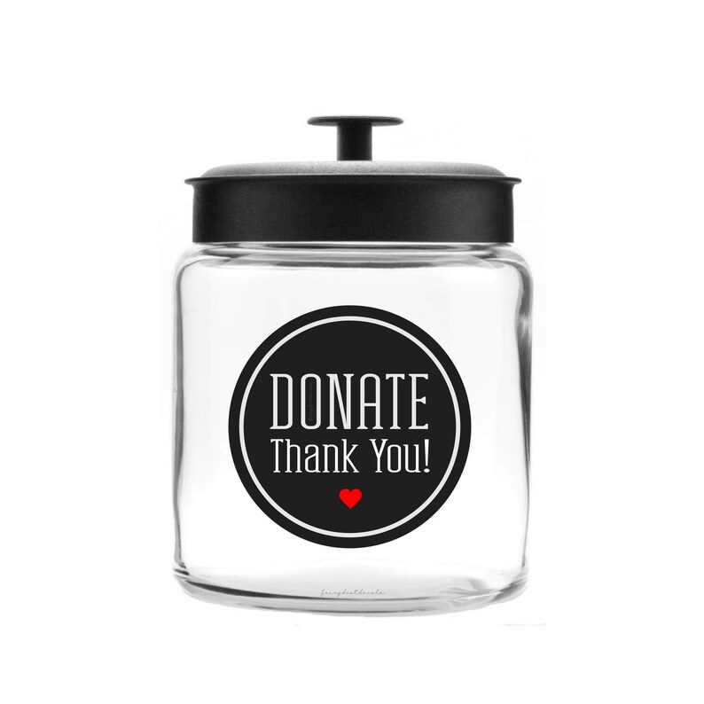 Donation Money Jar Decal Glass Canister Vinyl Label Charity Etsy