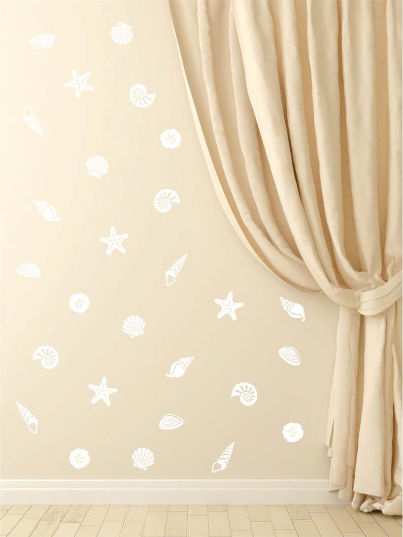 Seashell Wall Decals Beach Decor Vinyl Stickers Beach Sea Etsy