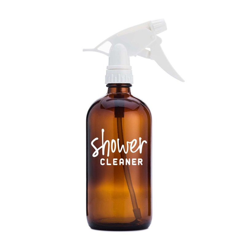 Shower Cleaner Decal Glass Spray Bottle Label Natural Etsy