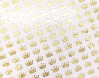 Sparkling Gold Crown Stickers for Princess Birthday Party, DIY Projects, Planners and Crafts