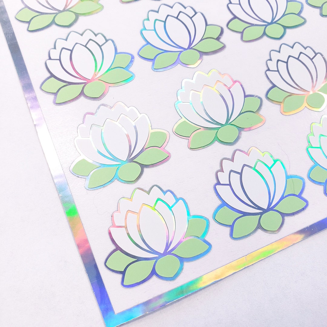 White Lotus Flower Stickers, Set of 20 Peel and Stick White Water Lily