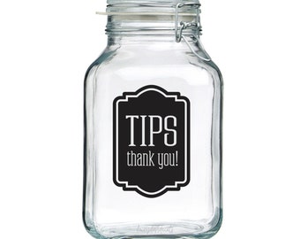 Tip Jar Decal for waitress, hair stylist, barber, cocktail server and bartenders