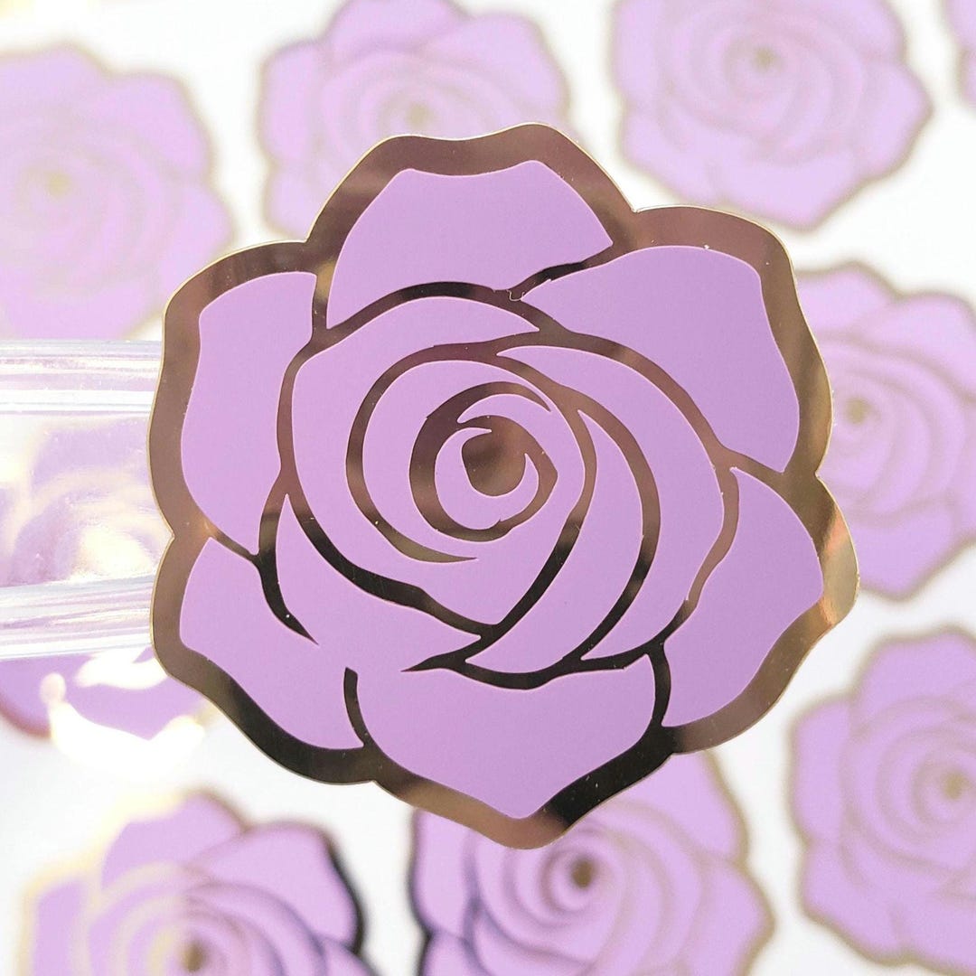Purple Rose Stickers: Set of 15 Lilac & Gold Envelope Seal Decals - Etsy