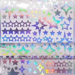 Star Stickers, set of 100 holographic toploader sticker sheets, holo deco star stickers for cardholders, envelopes, journals and photocards image 5