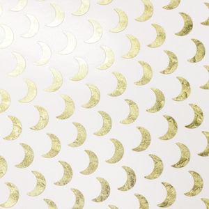 Moon Stickers, set of 99 small crescent gold moon vinyl decals, celestial themed moon phase stickers for journals, planners and cards.