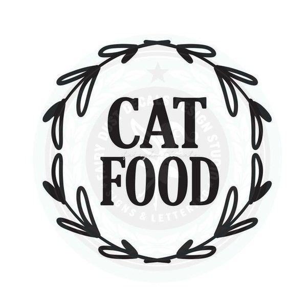 Cat Food Decal, computer cut vinyl sticker, pet dry food storage label, organized home pantry, cat food container decal