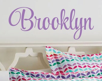 Vinyl name decal, personalized baby girl name, monogram, baby name wall decal, nursery wall decal, fancy script vinyl letters, vinyl decals