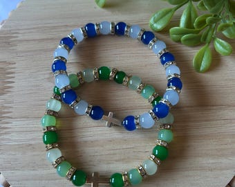 Cross beaded bracelet, Christian bracelet, Faith jewelry, Religous gift for her.