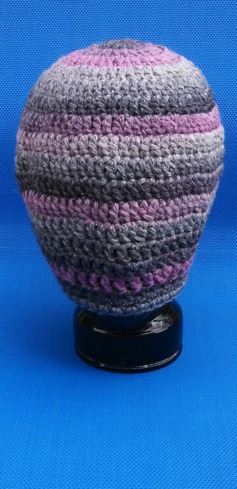 Slouchy Crochet Hat Pink and Grey/Gray Soft and Warm Ready To Ship Great for Chritmas and Winter Beret Tam Dreads image 5