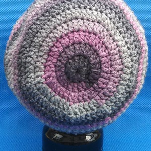 Slouchy Crochet Hat Pink and Grey/Gray Soft and Warm Ready To Ship Great for Chritmas and Winter Beret Tam Dreads image 3