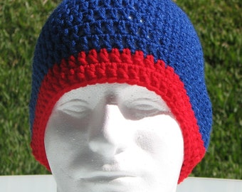 Crochet Beanie Inspired by Stan Marsh from South Park hat skull cap blue red stripe Cosplay Halloween Christmas Gift