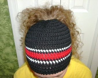 Crocheted Messy Bun Hat Holy Hat or Ponytail hat Dread Hat Dread Headband