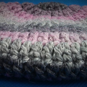 Slouchy Crochet Hat Pink and Grey/Gray Soft and Warm Ready To Ship Great for Chritmas and Winter Beret Tam Dreads image 4