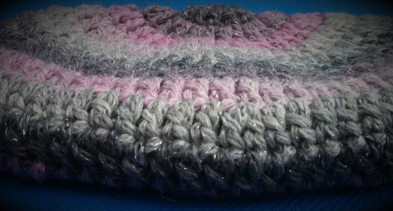 Slouchy Crochet Hat Pink and Grey/Gray Soft and Warm Ready To Ship Great for Chritmas and Winter Beret Tam Dreads image 4