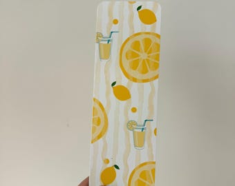 Limonade Sommer Lesezeichen, Zitrus Thema, Aquarell Streifen, Geschenk für Buchliebhaber