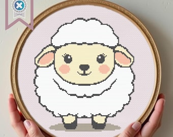 Sheep Cross Stitch Pattern: Kids Room Decor (PDF Download)