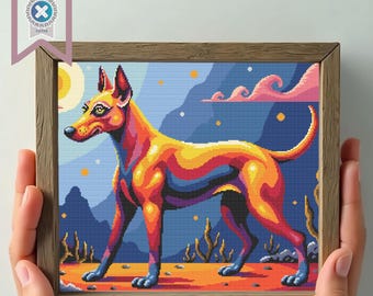 Abstract Dog Cross Stitch Pattern for decoration: Aida Fabric, Pattern Keeper Friendly (PDF Download)