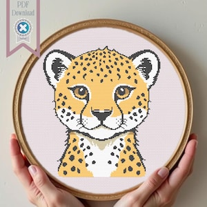 Cheetah Cross Stitch Pattern for Kids room instant PDF download | Counted Cross Stitch pattern for Aida fabric | Pattern Keeper Friendly