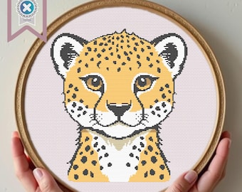 Cheetah Cross Stitch Pattern: Kids Room Decor (PDF Download)
