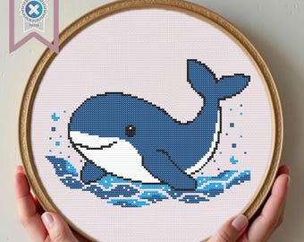 Whale Cross Stitch Pattern: Kids Room Decor (PDF Pattern)