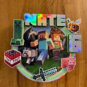 Minecraft cake topper, Minecraft birthday party Roblox birthday party
