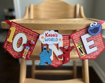 Custom Elmo Cookie Monster birthday party decorations, Elmo banner
