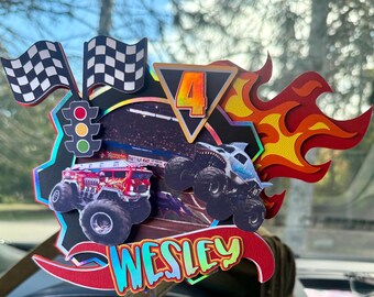 monster truck cake topper, hot wheel party decorations,