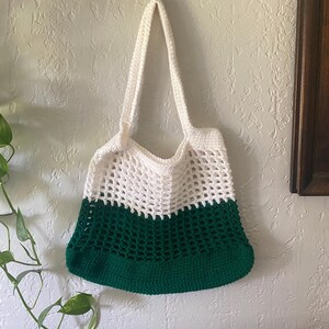 Medium Handmade Green & White Tote Bag
