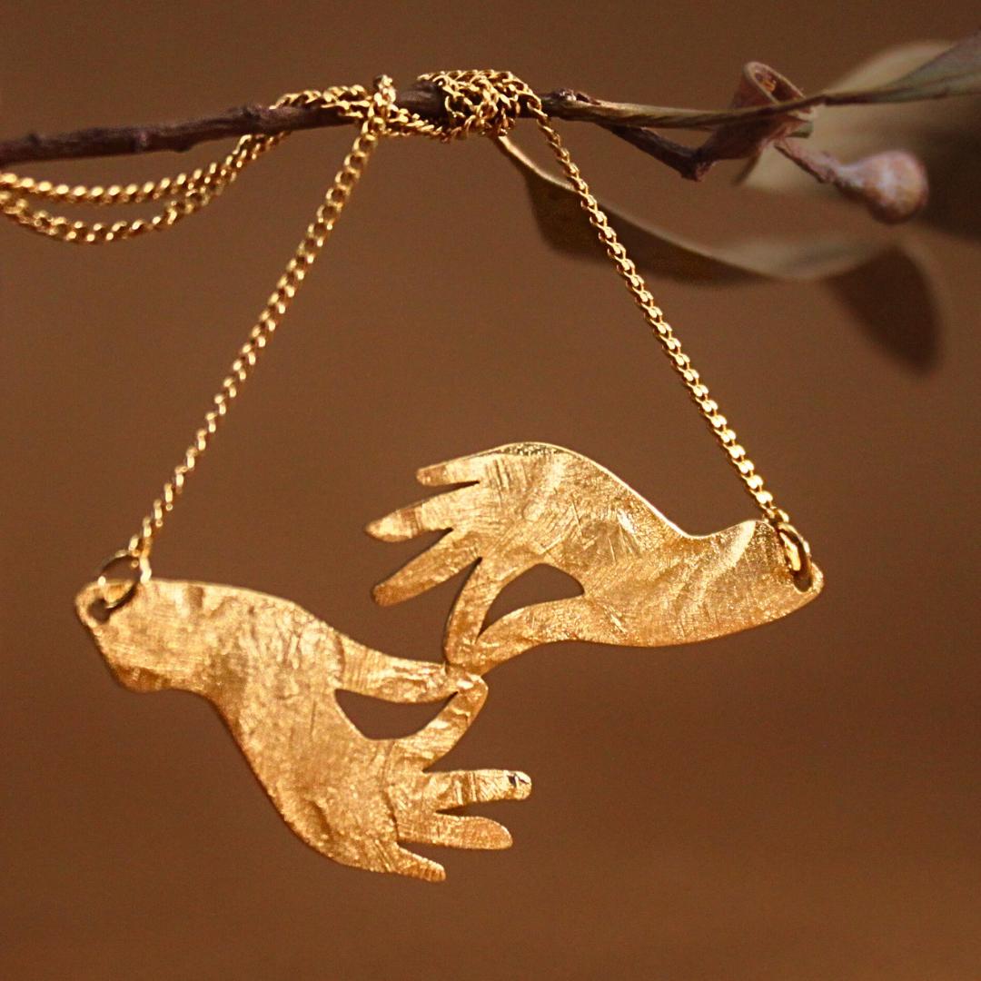Collier Créateur En Métal Brossé Martelé Style Scandinave – Bijou Non Signé, Occasion En Très Bon état