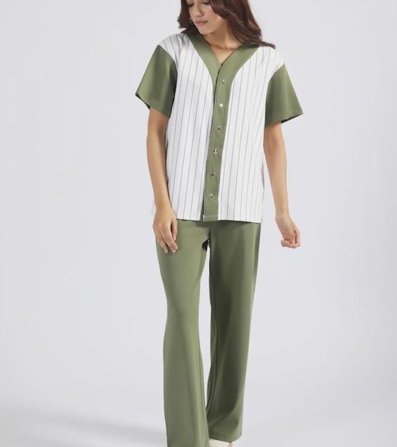 Lines and Statements- Graphic Button Tee for Women