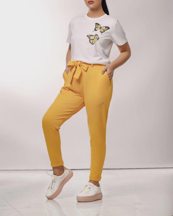 White & Yellow Cotton Tracksuit