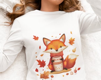 Fall Fox Holding Coffee Shirt