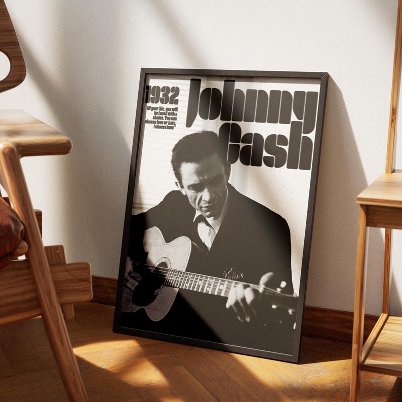 Johnny Cash Poster: Retro Country Music Wall Art Print (digital ...