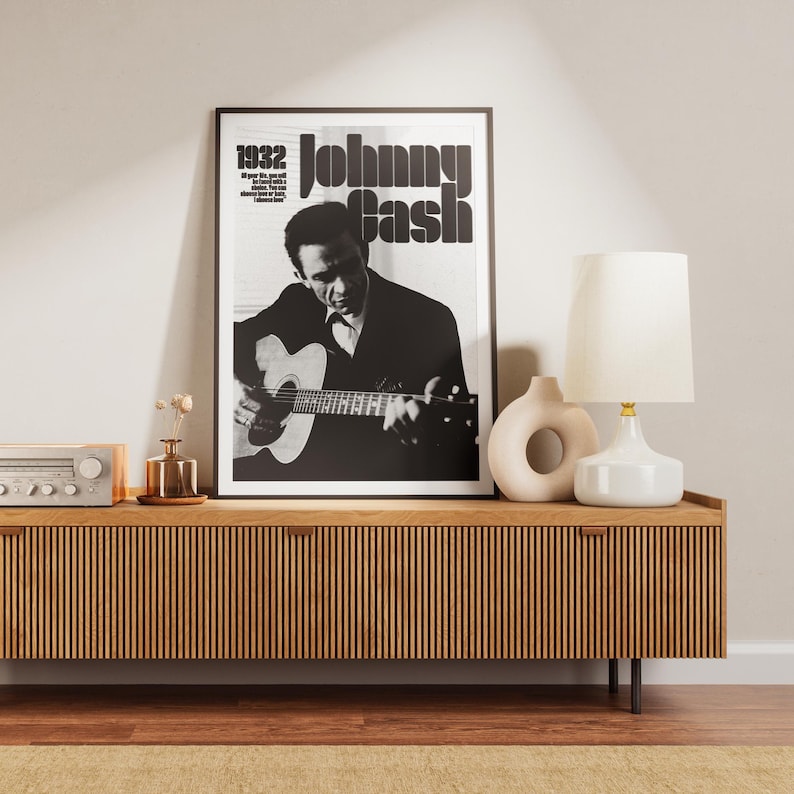 Johnny Cash Poster: Retro Country Music Wall Art Print (digital ...