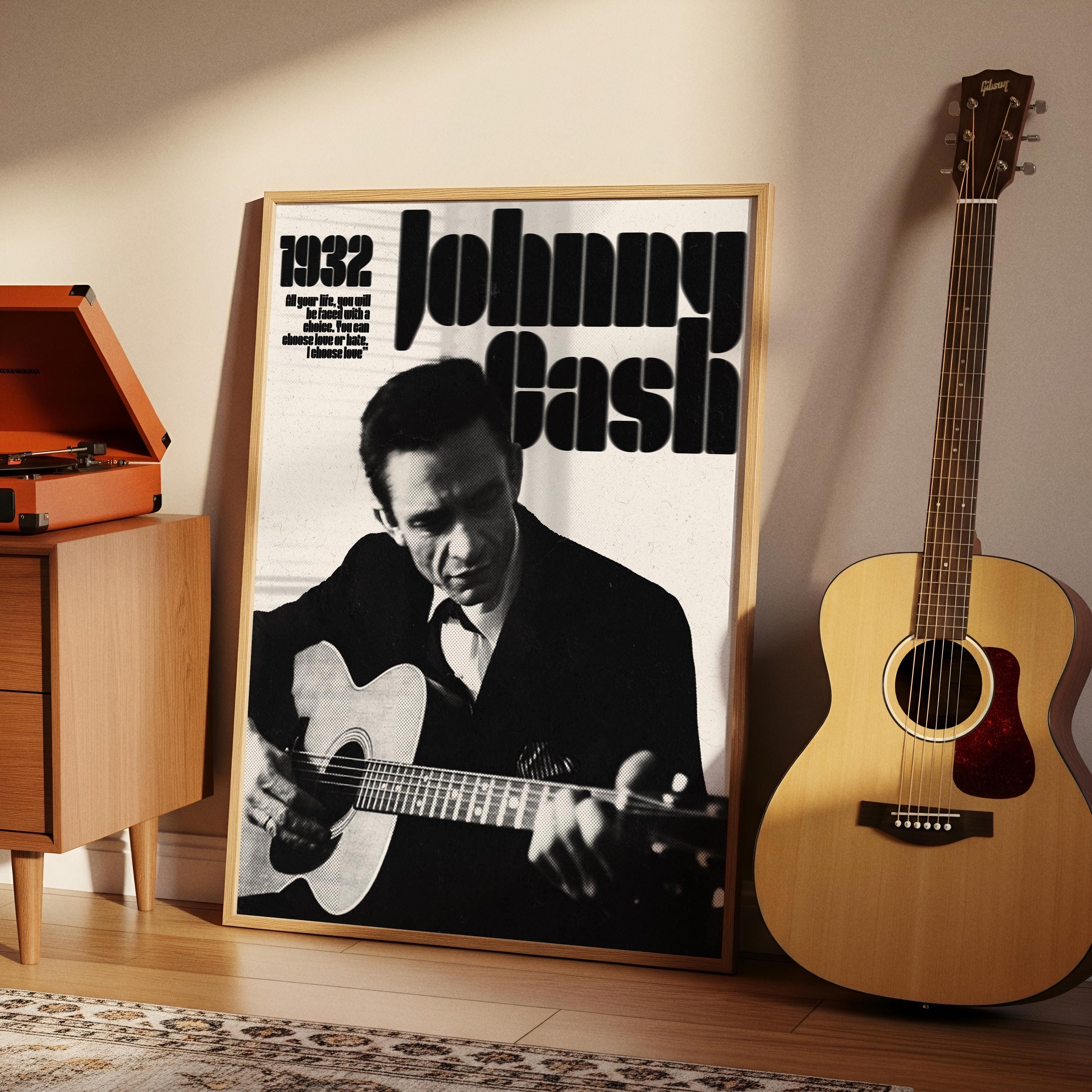 Johnny Cash Poster: Retro Country Music Wall Art Print (digital ...