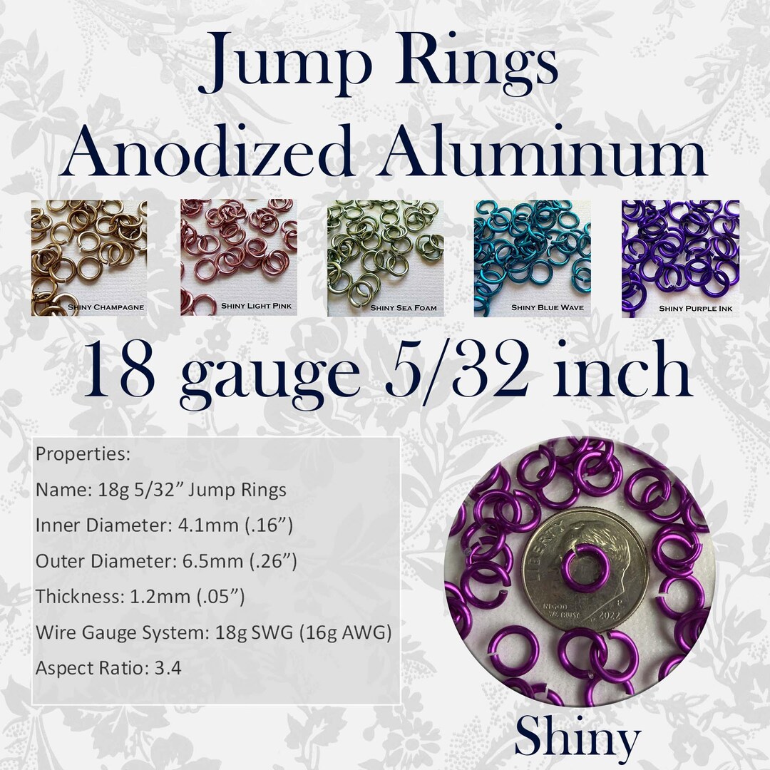 Shiny Anodized Aluminum Jump Rings: 18g 5/32
