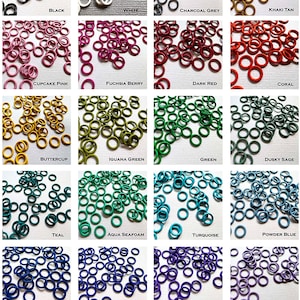 May include: Assortment of 7.4mm EPDM rubber O-rings in various colors, including black, white, charcoal grey, khaki tan, cupcake pink, fuchsia berry, dark red, coral, buttercup, iguana green, green, dusky sage, teal, aqua seafoam, turquoise, powder blue, celestial blue, indigo blueberry, purple-licious, pastel purple, and violet.