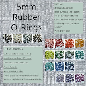 5mm EPDM Rubber O-Rings (ID: 2mm)  -  choose color and quantity