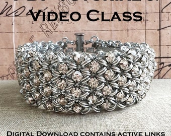 Rhinestone Cuff Bracelet PDF Tutorial & Video Class - No physical items included